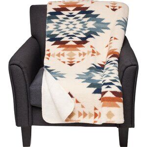 new Pendleton  Peak Canyon Sherpa Throw Blanket - 50x70” Ivory Multicolor (252)